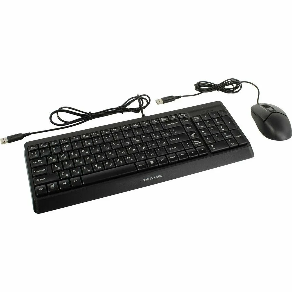 Комплект клавиатура+мышь A4Tech FStyler F1512 проводной, USB, 1200 DPI, черный