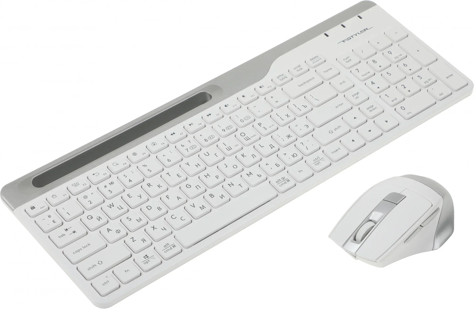 Комплект клавиатура+мышь A4Tech FStyler FB2535C беспроводной, USB + Bluetooth, 2000 DPI, белый