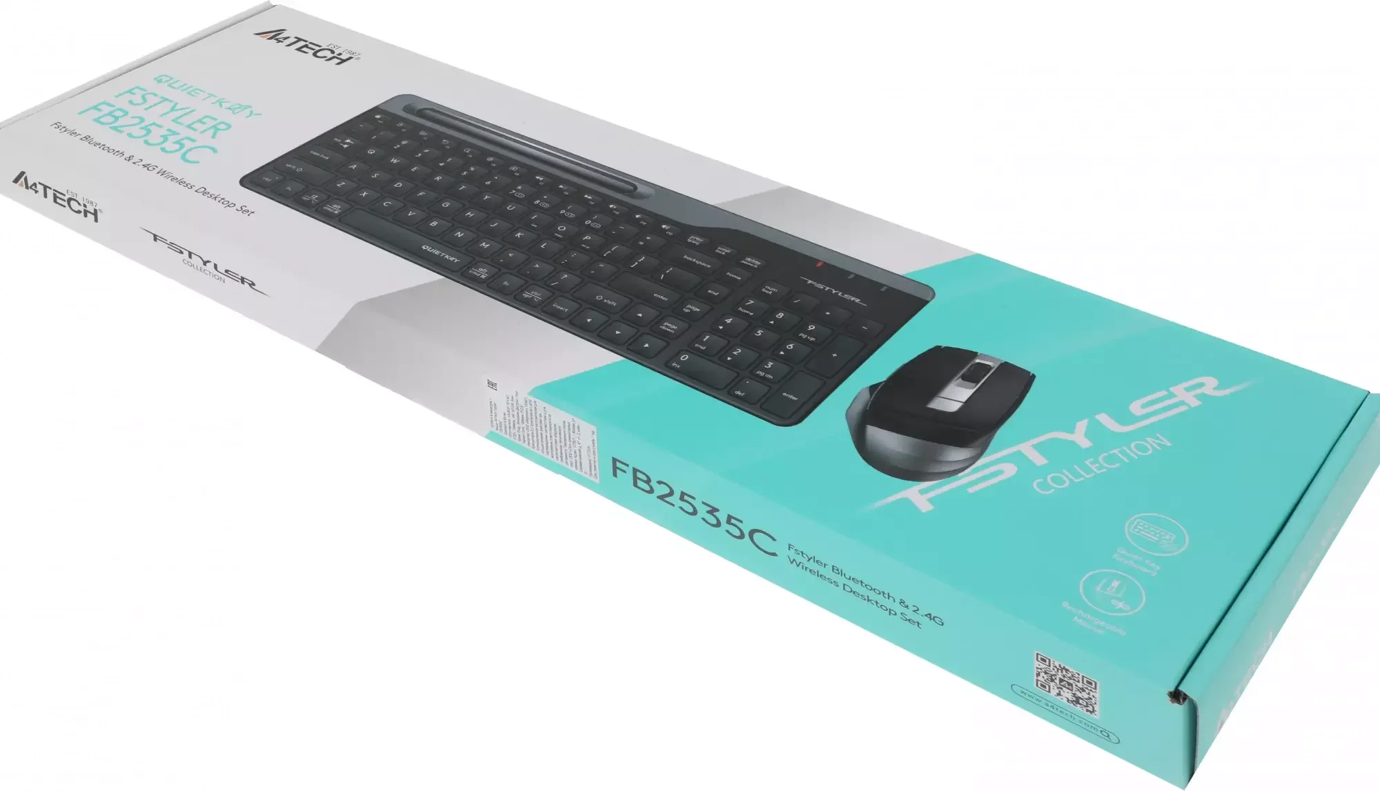 Комплект клавиатура+мышь A4Tech FStyler FB2535C беспроводной, USB + Bluetooth, 2000 DPI, черный