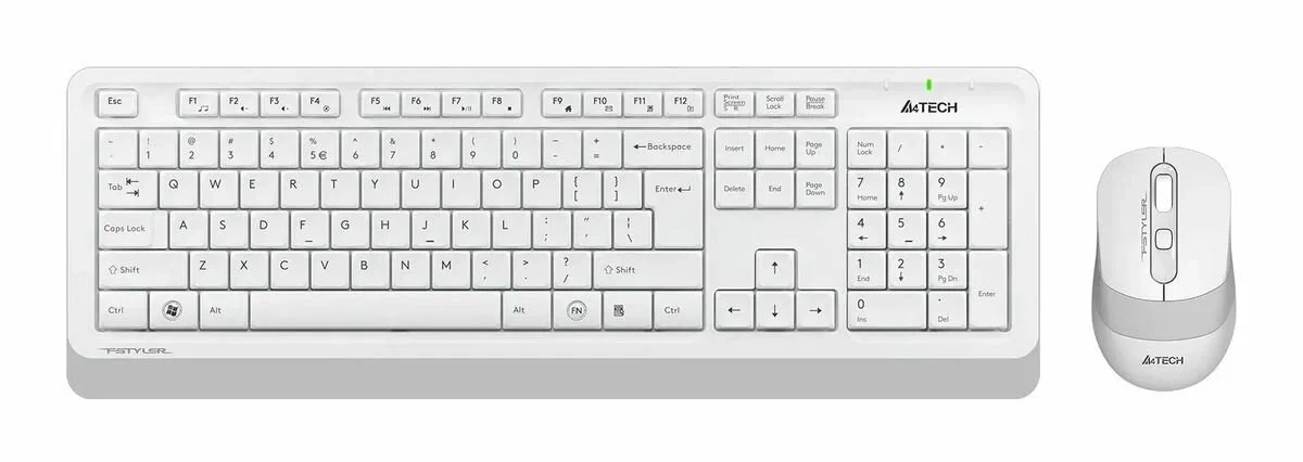 Комплект клавиатура+мышь A4Tech FStyler FG1010 беспроводной, USB, 2000 DPI, белый/серый