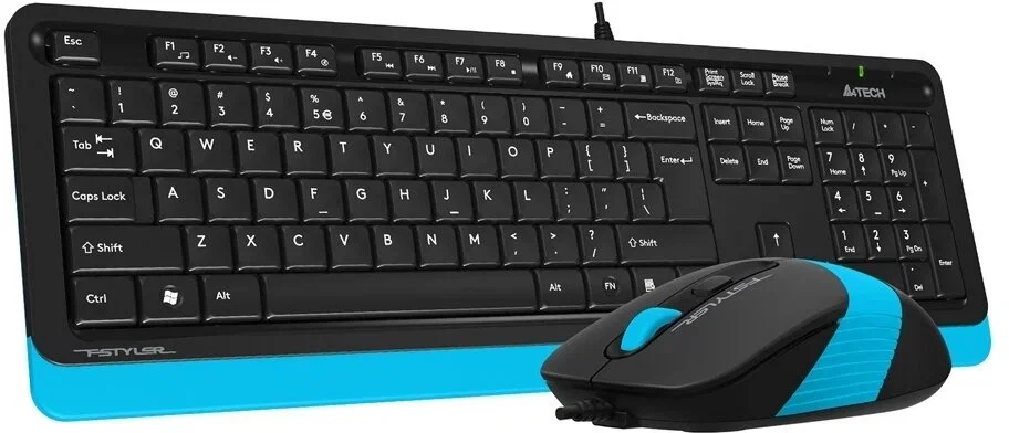 Комплект клавиатура+мышь A4Tech FStyler FG1010 беспроводной, USB, 2000 DPI, чёрный/синий