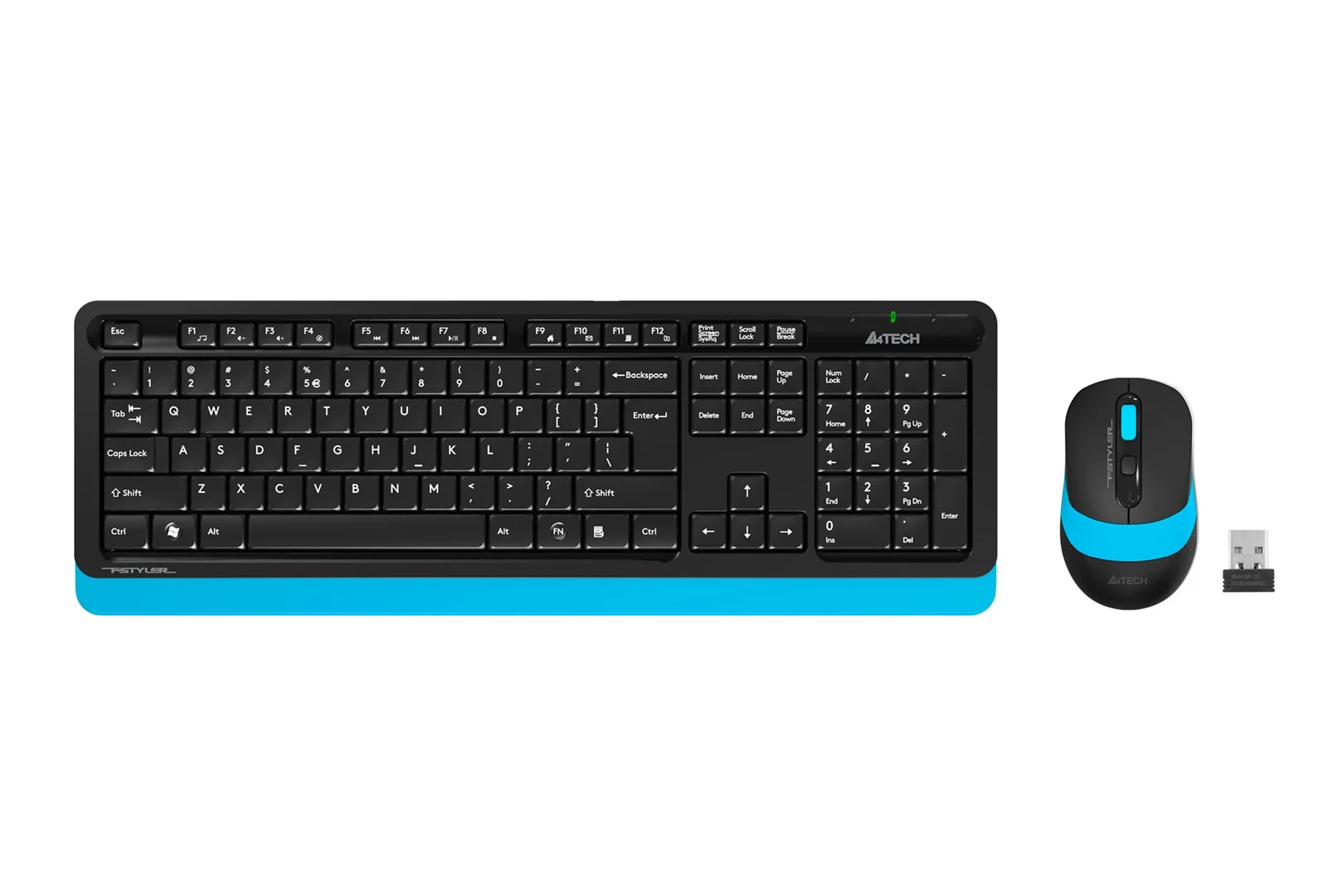 Комплект клавиатура+мышь A4Tech FStyler FG1010 беспроводной, USB, 2000 DPI, чёрный/синий