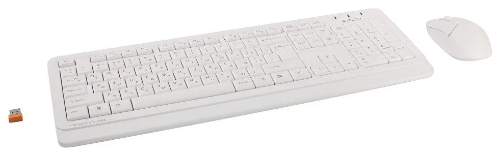 Комплект клавиатура+мышь A4Tech FStyler FG1012 беспроводной, USB, 1200 DPI, белый