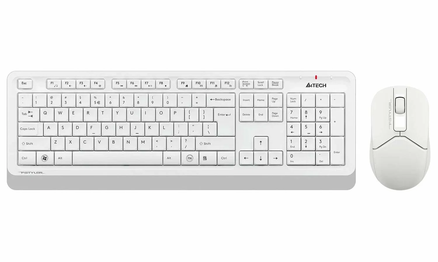 Комплект клавиатура+мышь A4Tech FStyler FG1012 беспроводной, USB, 1200 DPI, белый