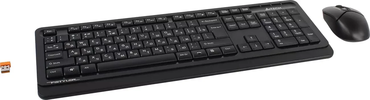 Комплект клавиатура+мышь A4Tech FStyler FG1012 беспроводной, USB, 1200 DPI, черный