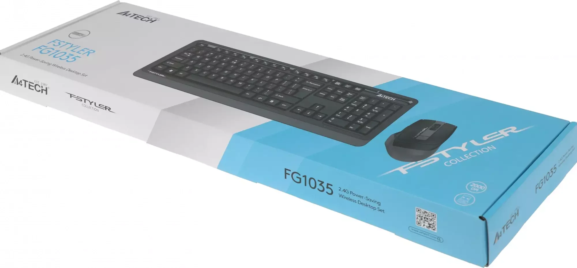 Комплект клавиатура+мышь A4Tech FStyler FG1035 беспроводной, USB, 2000 DPI, чёрный/серый