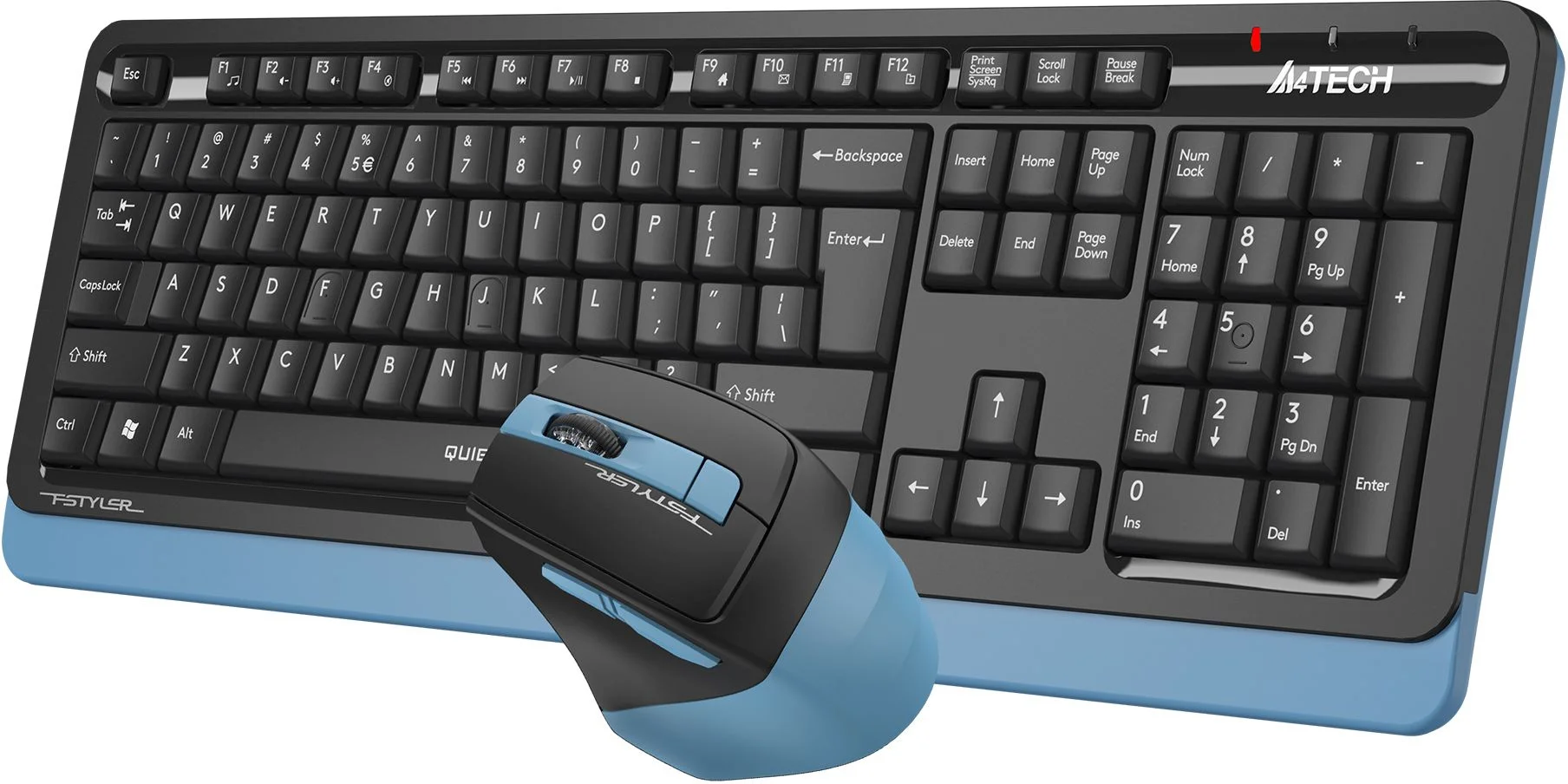 Комплект клавиатура+мышь A4Tech FStyler FG1035 беспроводной, USB, 2000 DPI, чёрный/синий
