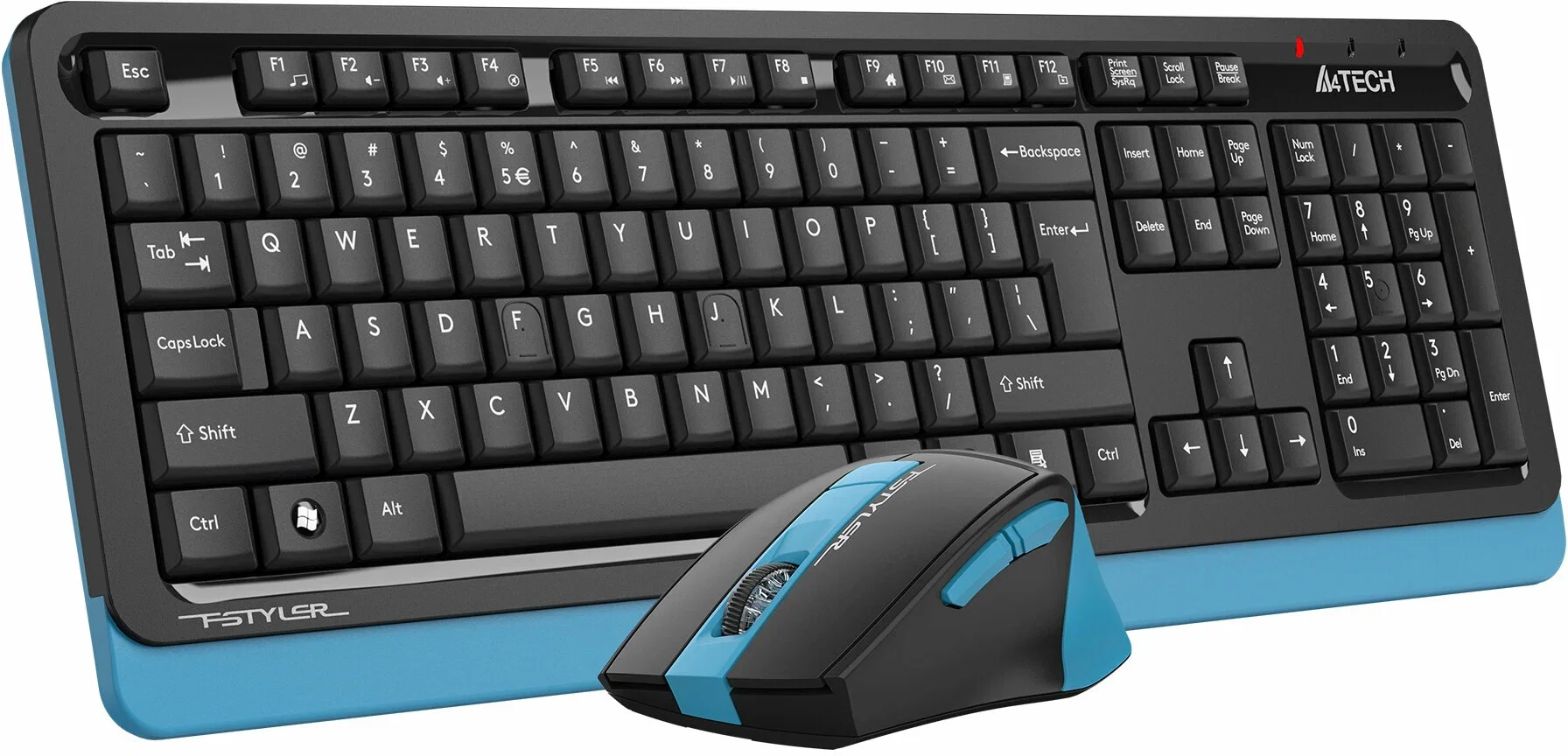 Комплект клавиатура+мышь A4Tech FStyler FG1035 беспроводной, USB, 2000 DPI, чёрный/синий