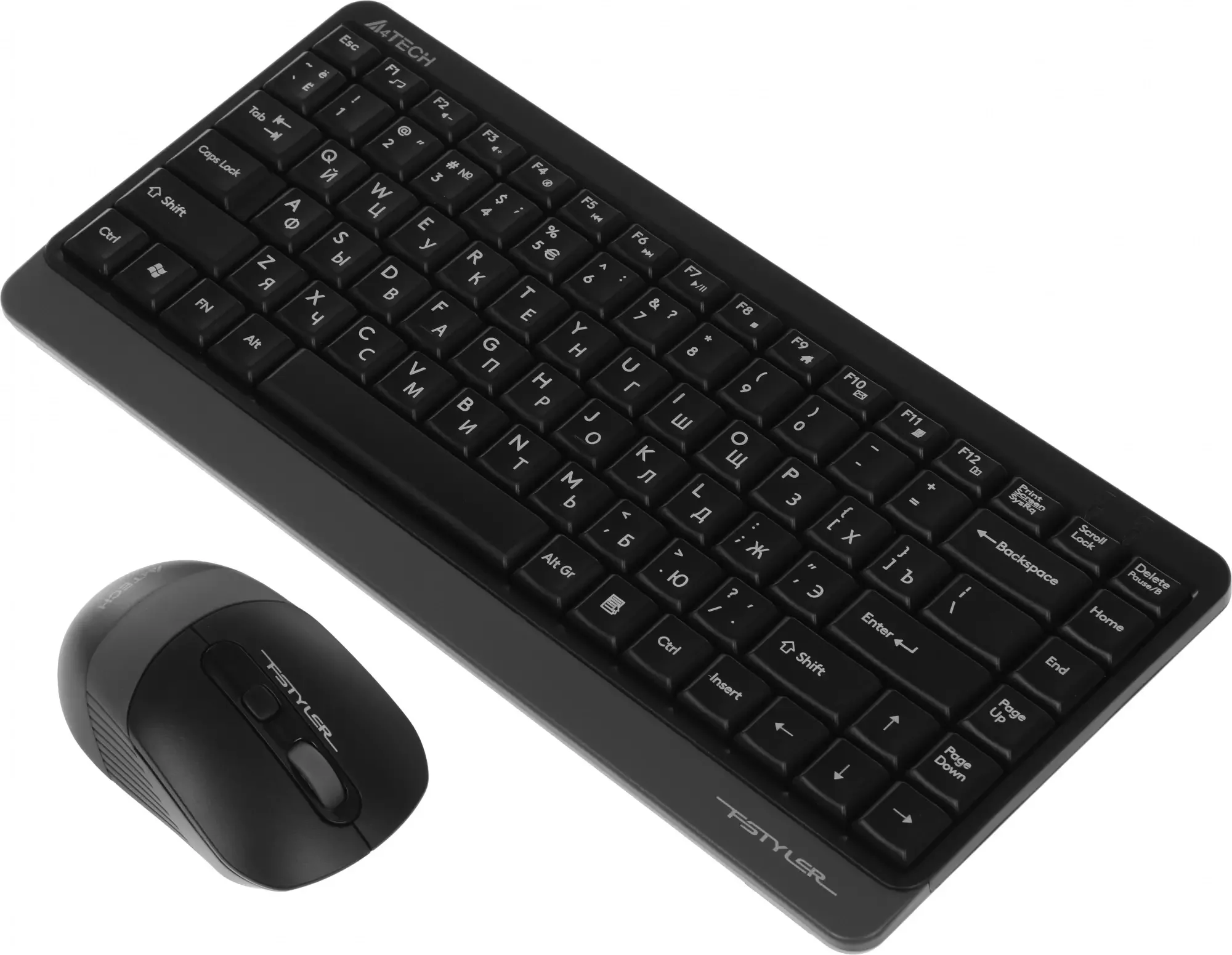 Комплект клавиатура+мышь A4Tech FStyler FG1110 беспроводной, USB, 2000 DPI, чёрный/серый
