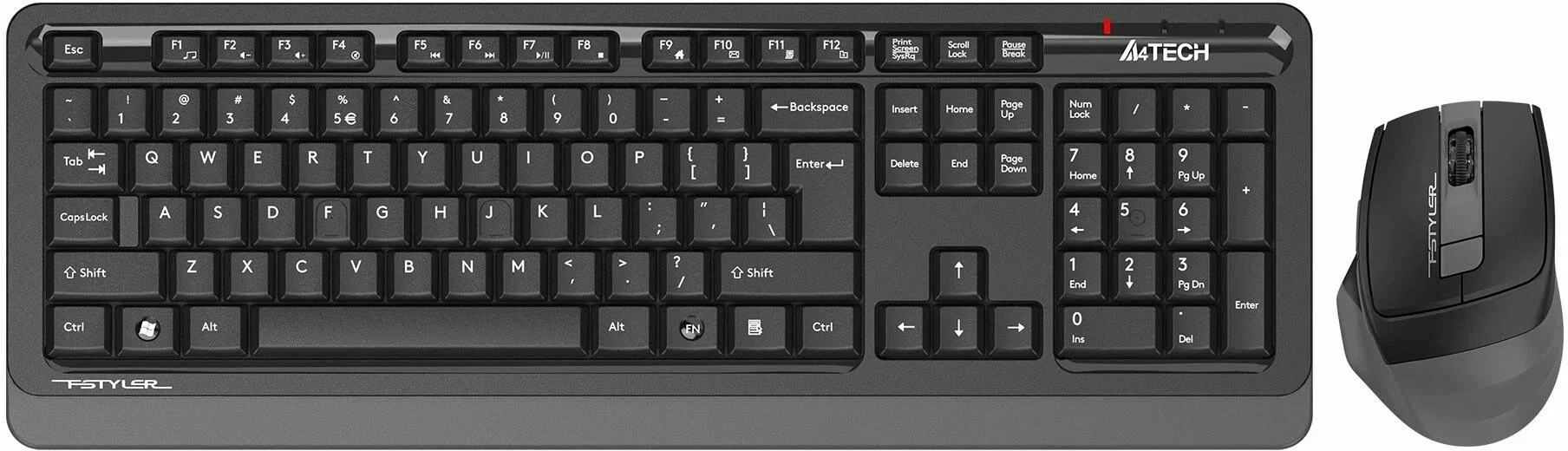Комплект клавиатура+мышь A4Tech FStyler FGS1035Q беспроводной, USB, 2000 DPI, чёрный/серый