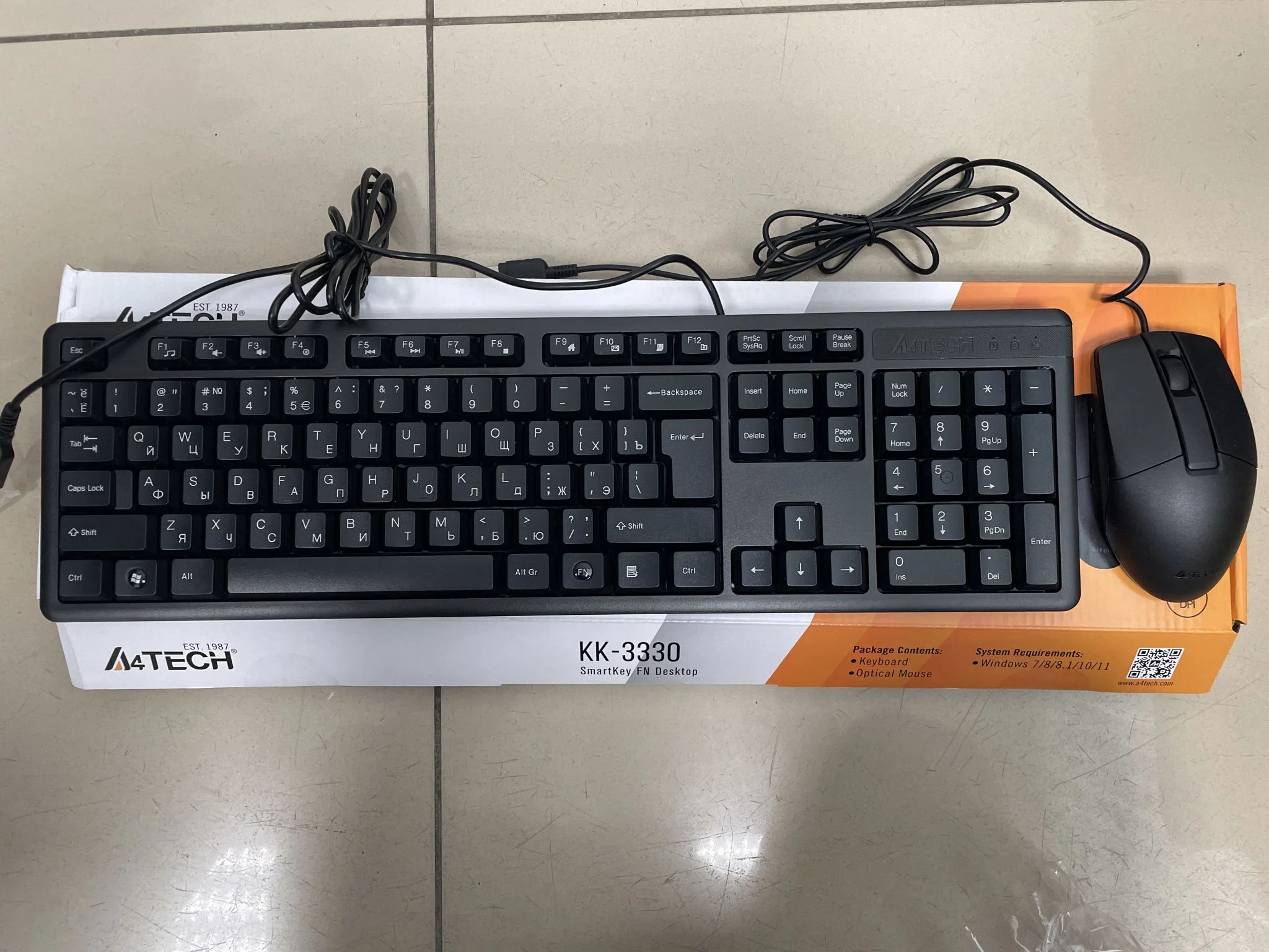 Комплект клавиатура+мышь A4Tech KK-3330 проводной, USB, 1200 DPI, чёрный