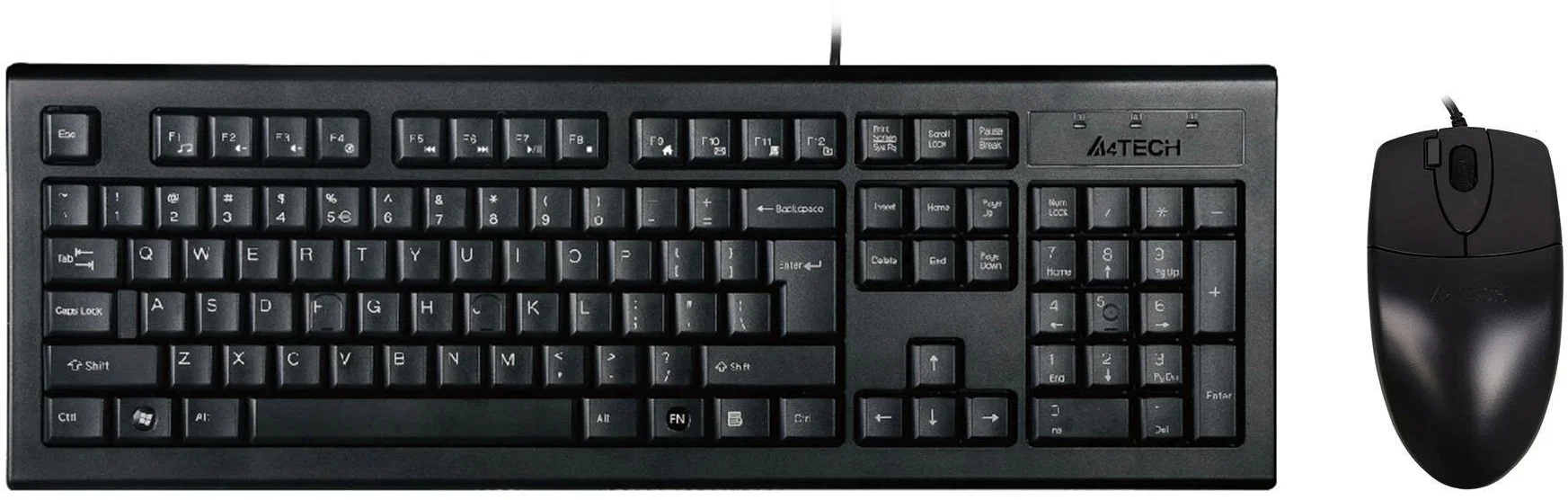 Комплект клавиатура+мышь A4Tech KR-8520D проводной, USB, 1200 DPI, чёрный