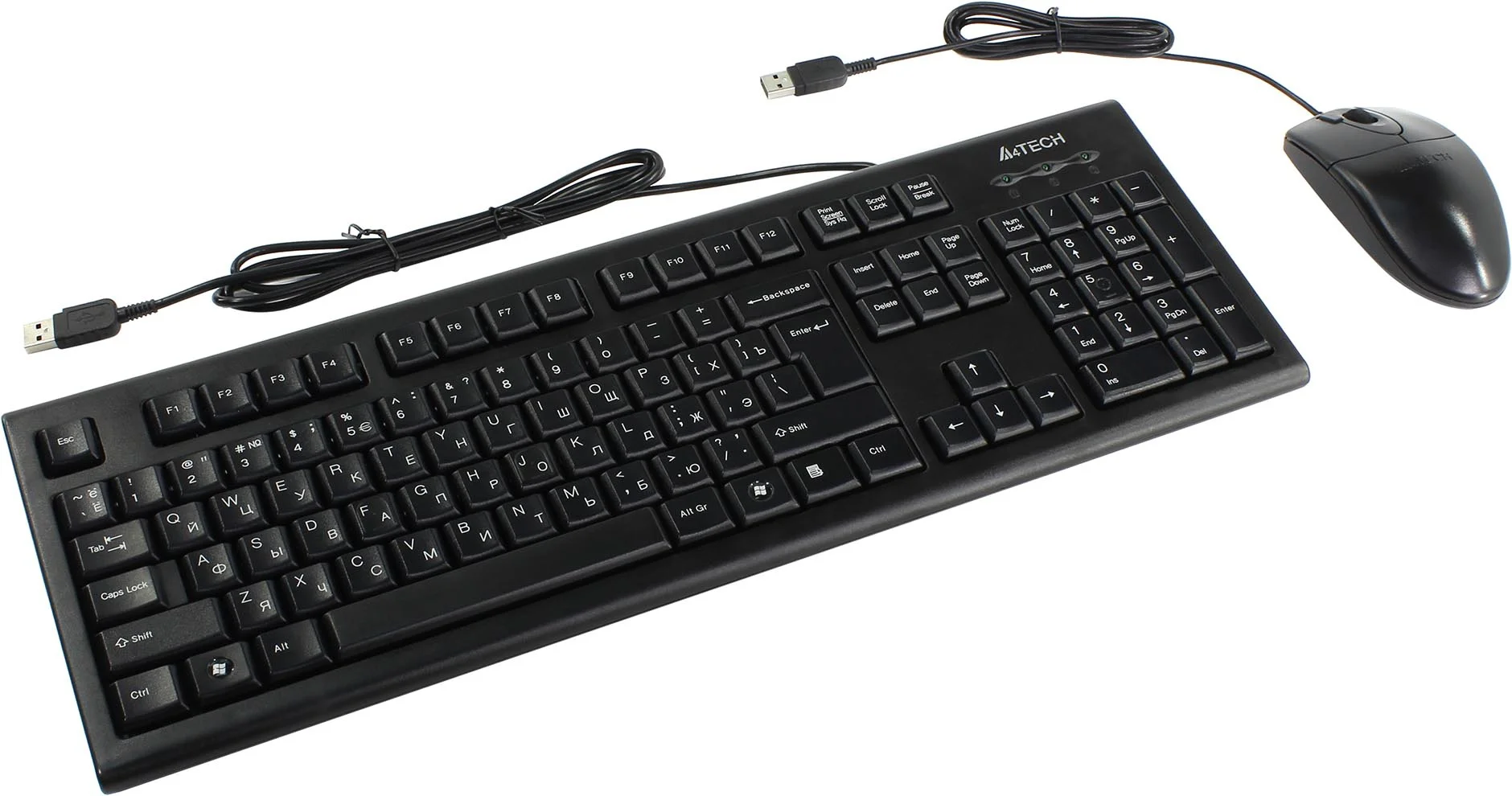 Комплект клавиатура+мышь A4Tech KR-8520D проводной, USB, 1200 DPI, чёрный