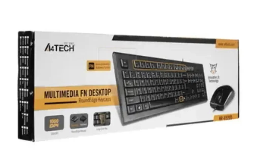 Комплект клавиатура+мышь A4Tech KR-8520D проводной, USB, 1200 DPI, чёрный