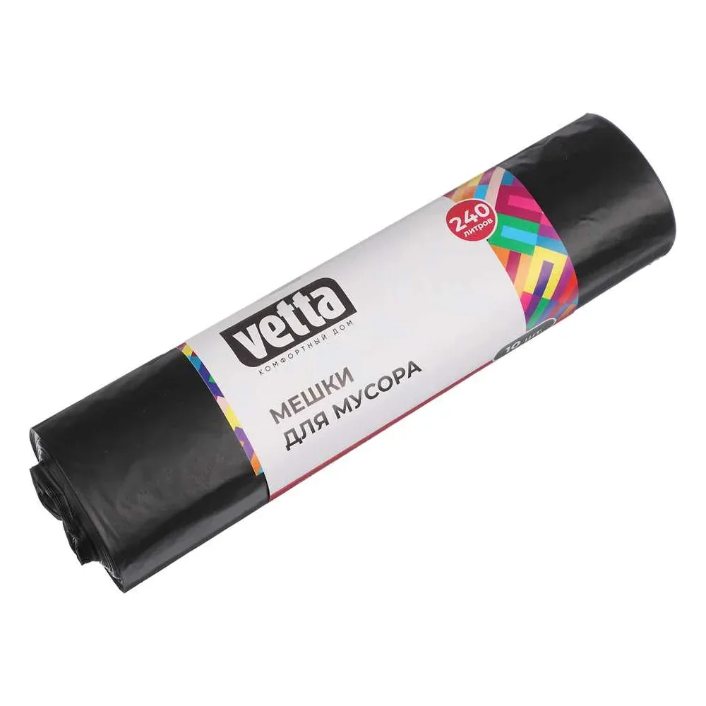 VETTA Мешки для мусора 240 л., 10 шт., эконом ПВД, рулон