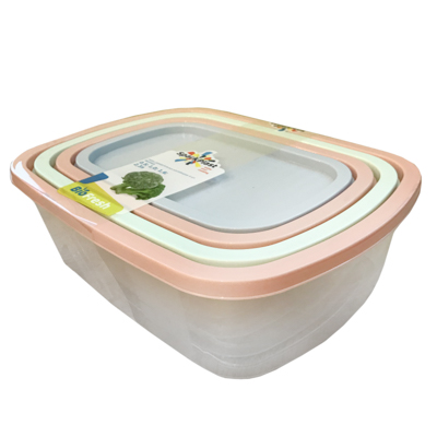 Пластик Набор контейнеров для продуктов 4шт, прямоугольные 0,5л+1,0л+1,6л+2,3л, пластик