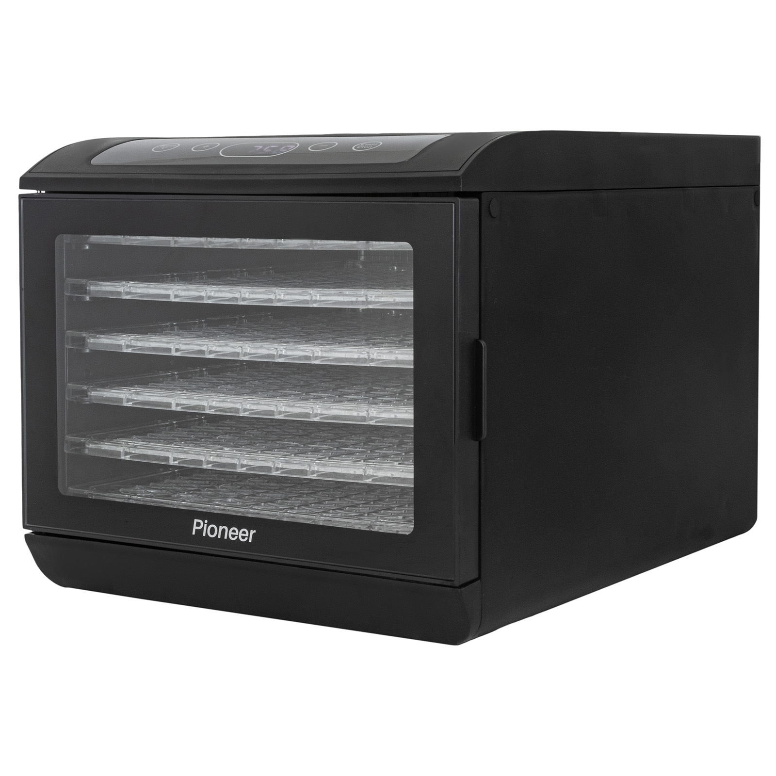 Электросушилка для овощей и фруктов Pioneer FD121, черный, 500Вт, 25л, 30-70°С, сенсорное, LCD диспл
