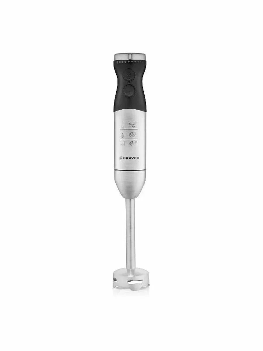 Блендер погружной BRAYER BR1244 (800 Вт, НЕРЖ, Пюре, 2 ск, пл. рег, венч, стак 700)