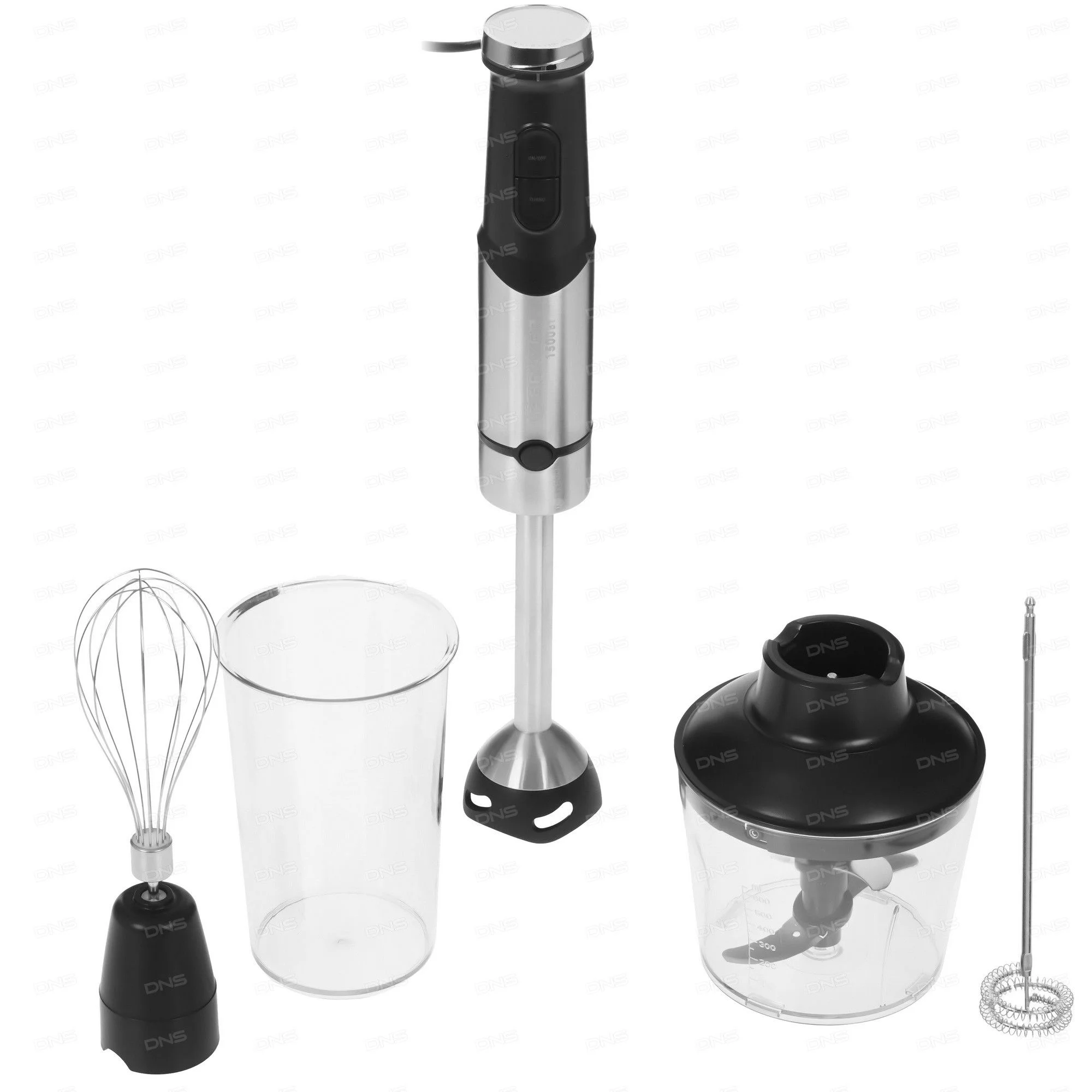Блендер погружной BRAYER BR1258, 1500 Вт, капуч, венч, стак 800, измельч. 600, титан. лезв.