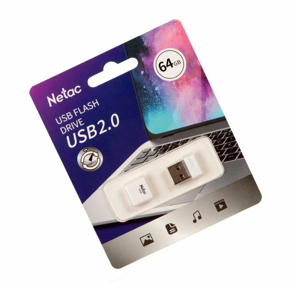 Флешка USB Netac U116 (NT03U116N-064G-20WH), 64Gb, USB 2.0, R/W 70/30, белый