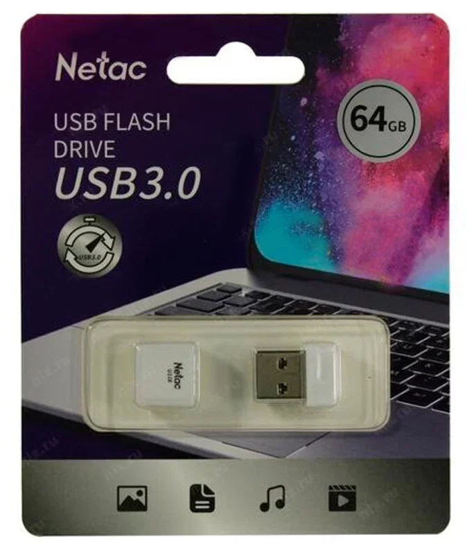 Флешка USB Netac U116 (NT03U116N-064G-20WH), 64Gb, USB 2.0, R/W 70/30, белый