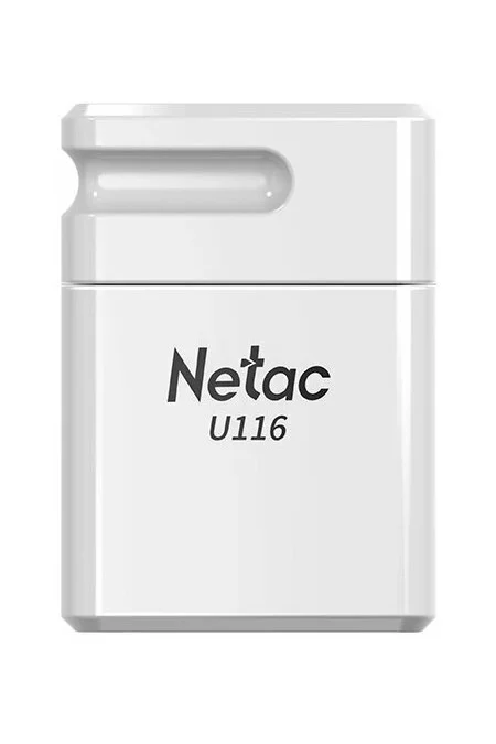Флешка USB Netac U116 mini (NT03U116N-064G-32WH), 64Gb, USB 3.2, R/W 90/30, белый