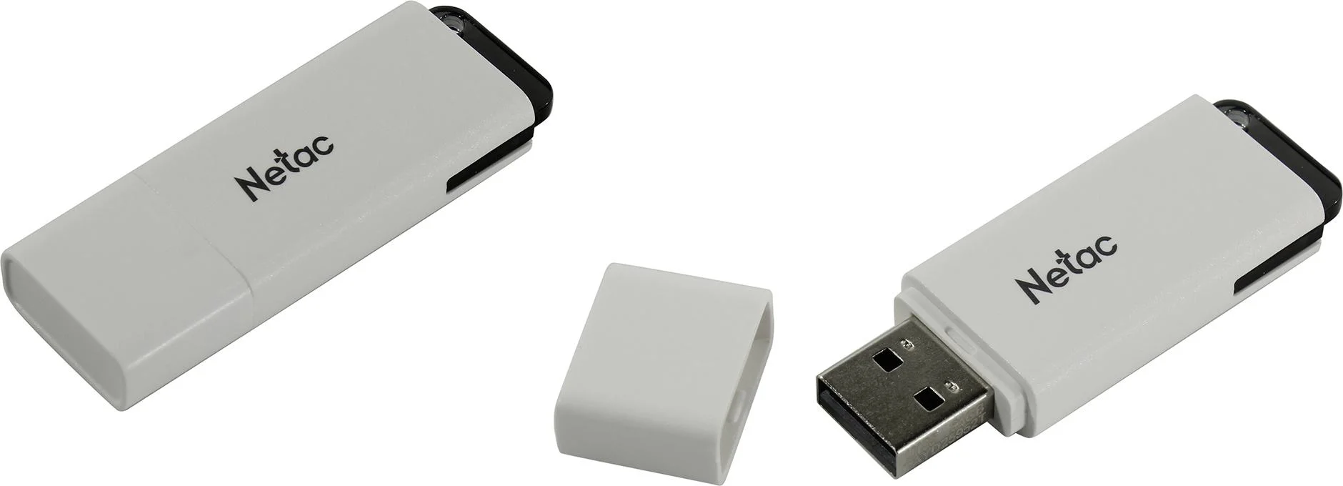 Флешка USB Netac U185 (NT03U185N-064G-20WH), 64Gb, USB 2.0, R/W 25/10, белый/серый