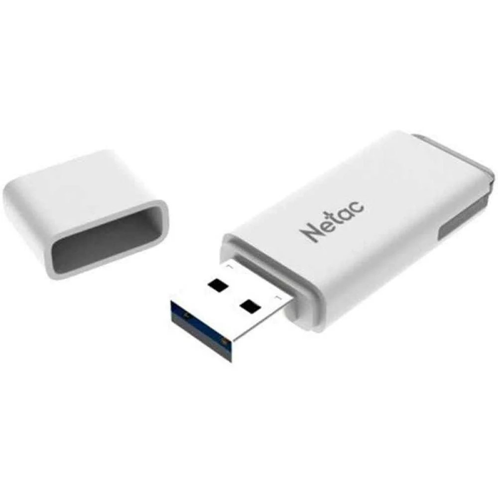Флешка USB Netac U185 (NT03U185N-064G-20WH), 64Gb, USB 2.0, R/W 25/10, белый/серый