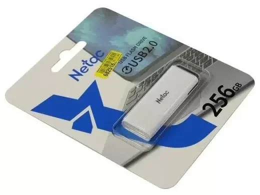 Флешка USB Netac U185 (NT03U185N-256G-30WH), 256Gb, USB 3.0, R/W 100/25, белый/серый