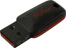 Флешка USB Netac U197 (NT03U197N-008G-20BK), 8Gb, USB 2.0, R/W 25/10, черный/красный