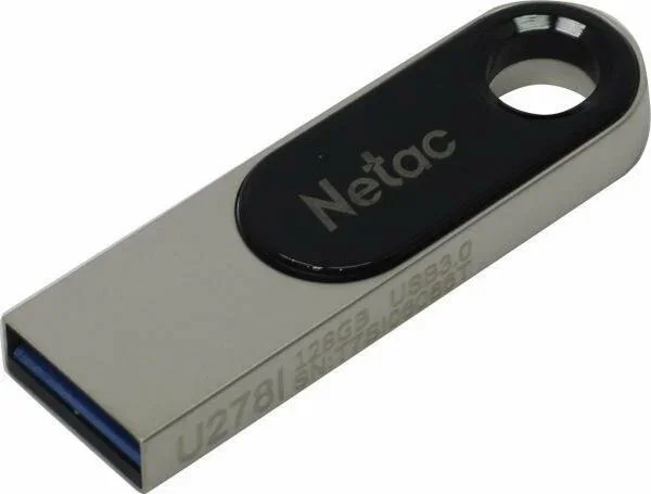 Флешка USB Netac U278 (NT03U278N-128G-32PN), 128Gb, USB 3.0, R/W 110/45, серебристый/черный