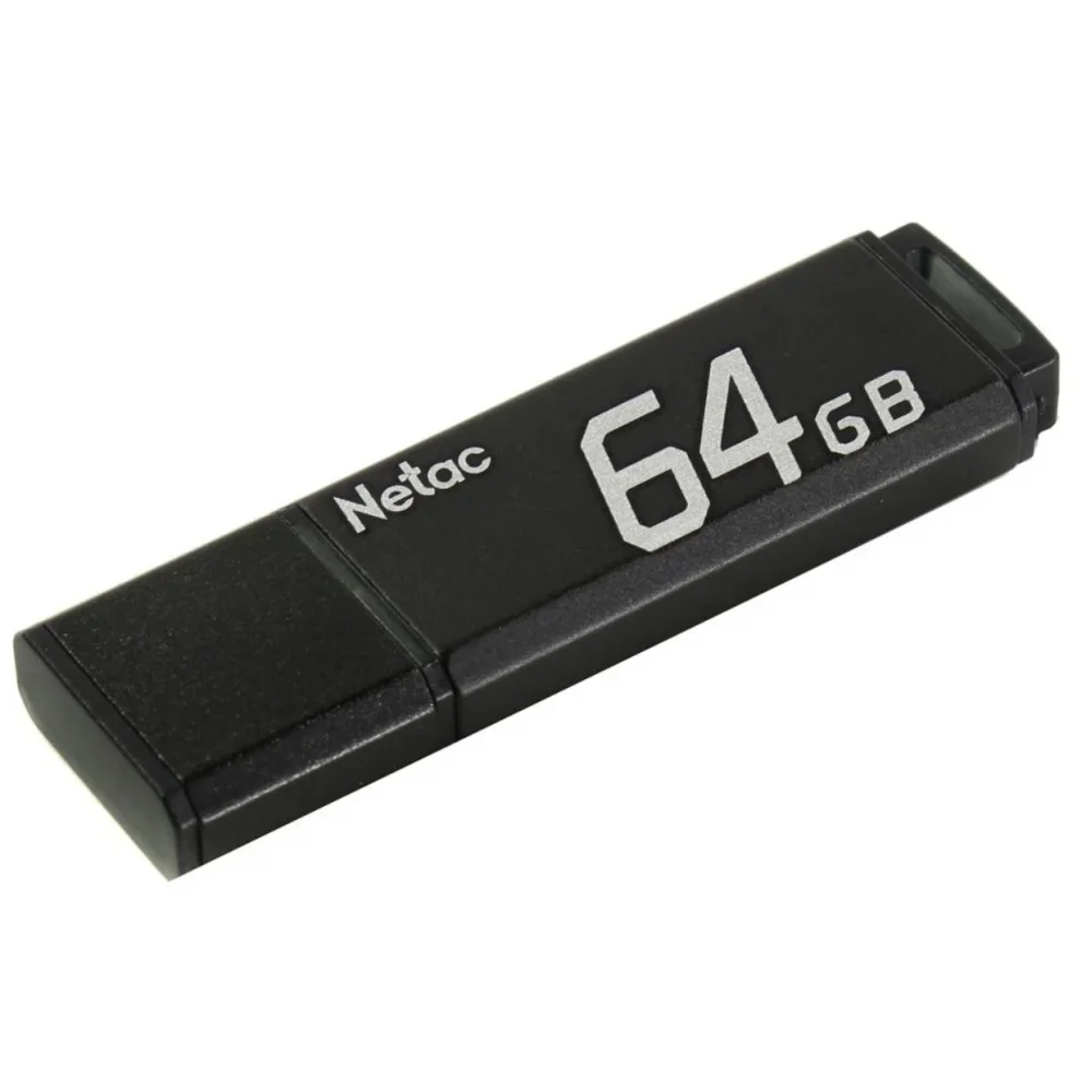 Флешка USB Netac U351 (NT03U351N-064G-20BK), 64Gb, USB 2.0, R/W 25/10, черный