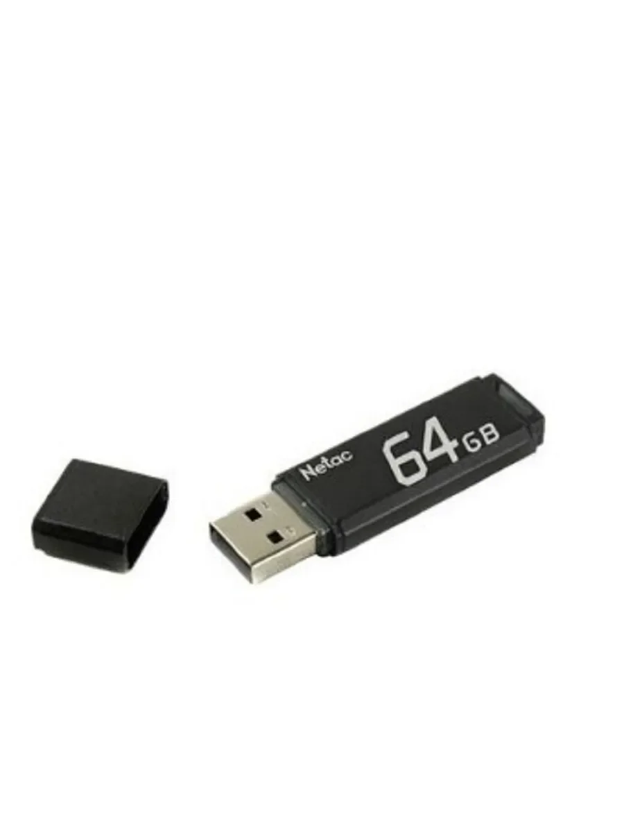 Флешка USB Netac U351 (NT03U351N-064G-20BK), 64Gb, USB 2.0, R/W 25/10, черный