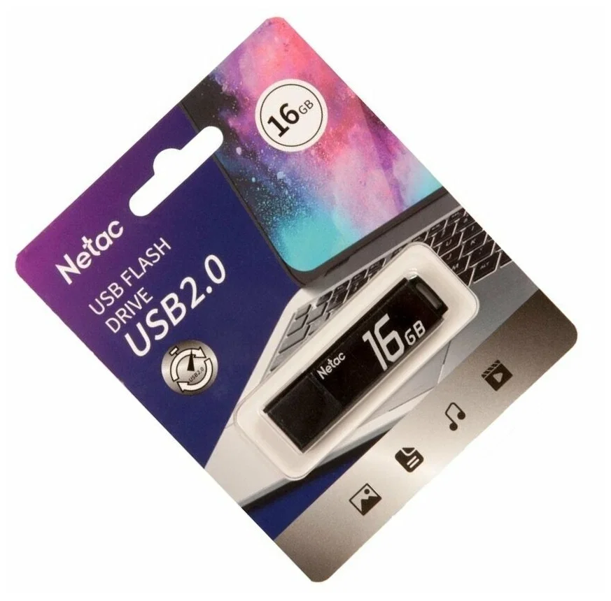 Флешка USB Netac U351 16Gb NT03U351N-016G-20BK, USB 2.0