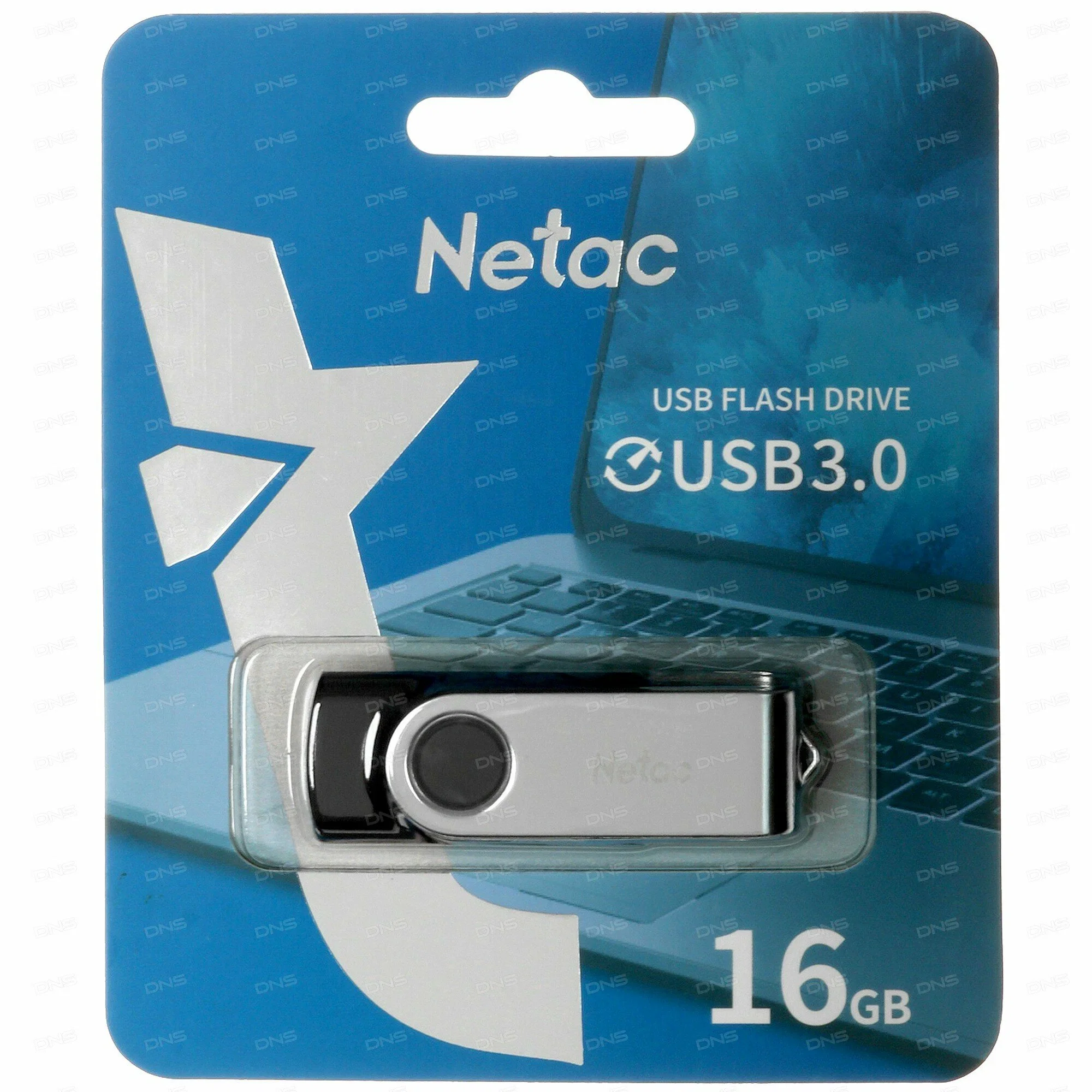 Флешка USB Netac U505 (NT03U505N-016G-32BK), 16Gb, USB3.0, R/W 110/45, черный/серебристый