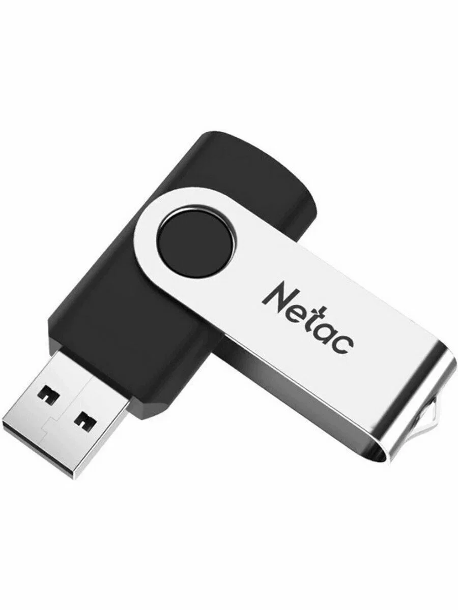 Флешка USB Netac U505 (NT03U505N-032G-20BK), 32Gb, USB 2.0, R/W 70/30, черный/серебристый