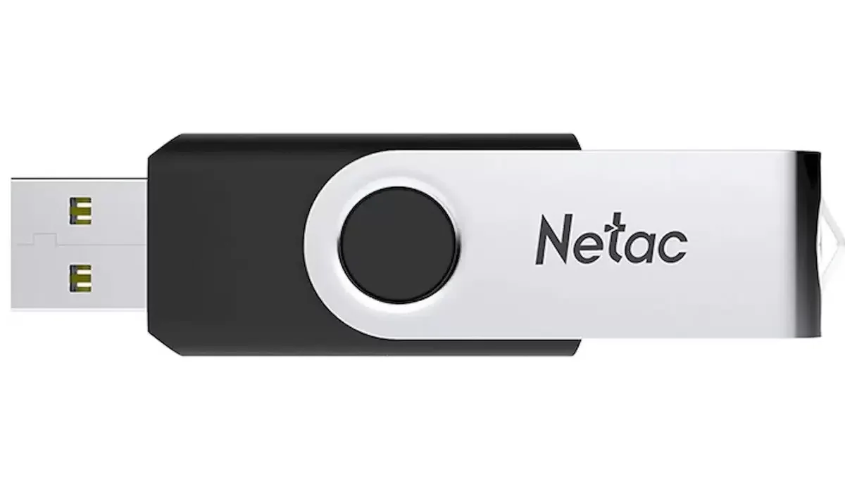Флешка USB Netac U505 (NT03U505N-064G-20BK), 64Gb, USB 2.0, R/W 70/30, черный/серебристый