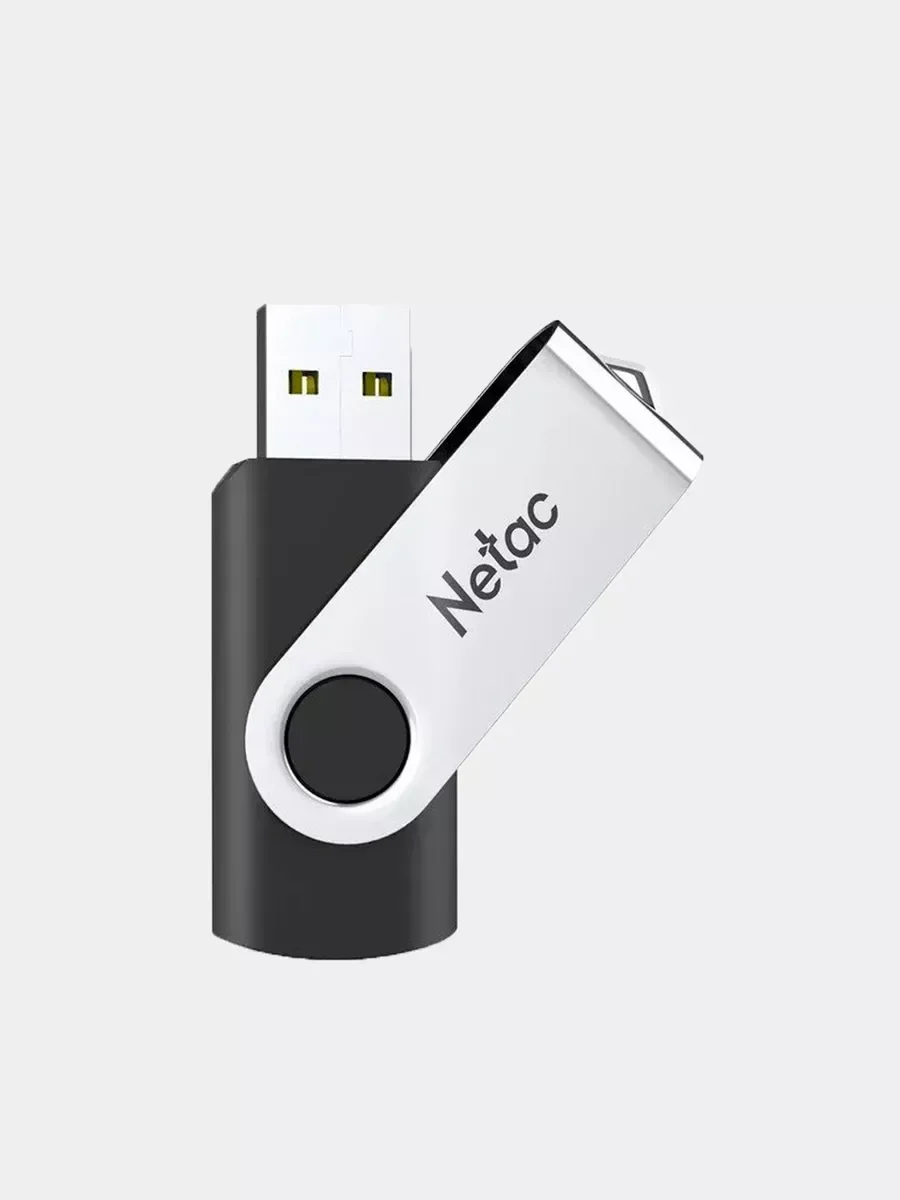 Флешка USB Netac U505 (NT03U505N-064G-20BK), 64Gb, USB 2.0, R/W 70/30, черный/серебристый