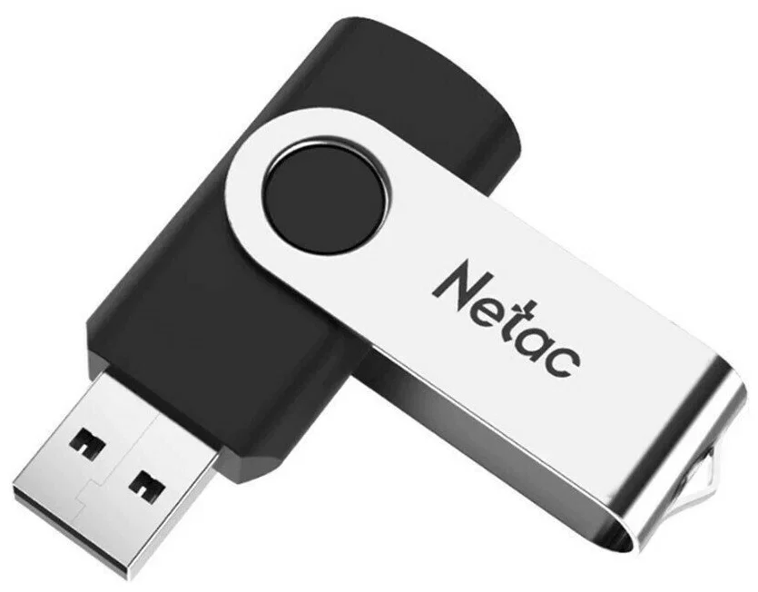 Флешка USB Netac U505 (NT03U505N-064G-20BK), 64Gb, USB 2.0, R/W 70/30, черный/серебристый