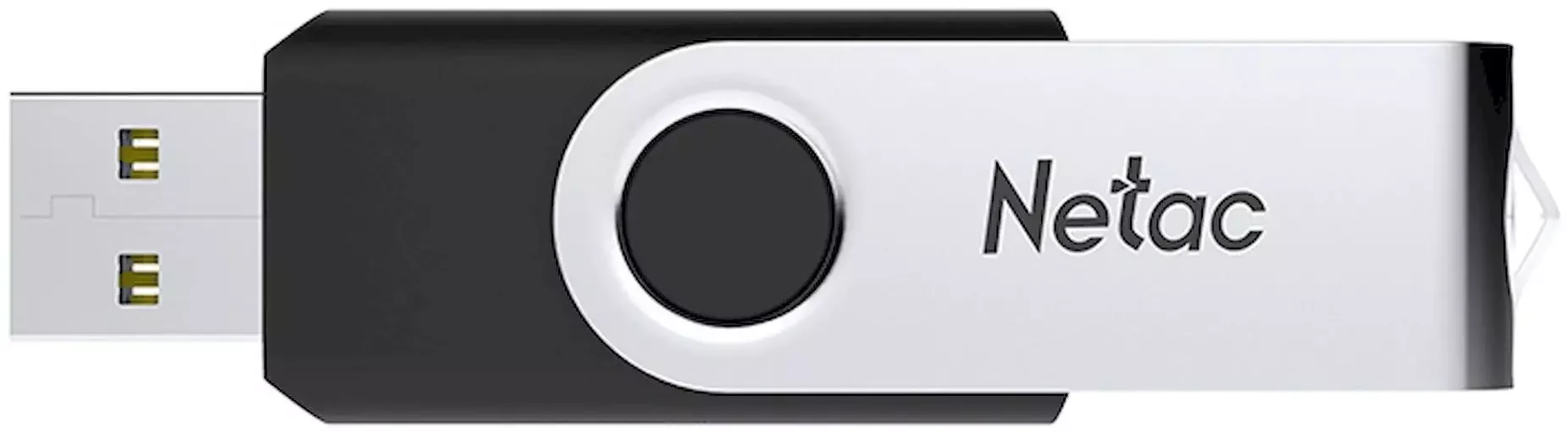 Флешка USB Netac U505 (NT03U505N-064G-20BK), 64Gb, USB 2.0, R/W 70/30, черный/серебристый