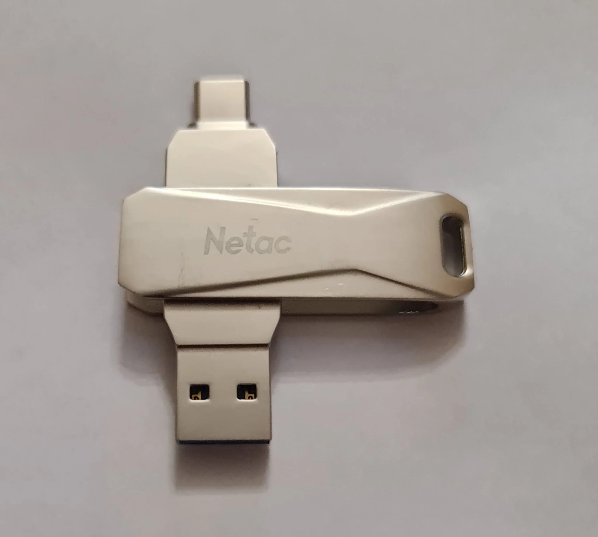 Флешка USB Netac U782C, 256Gb, USB 3.0, серебристый