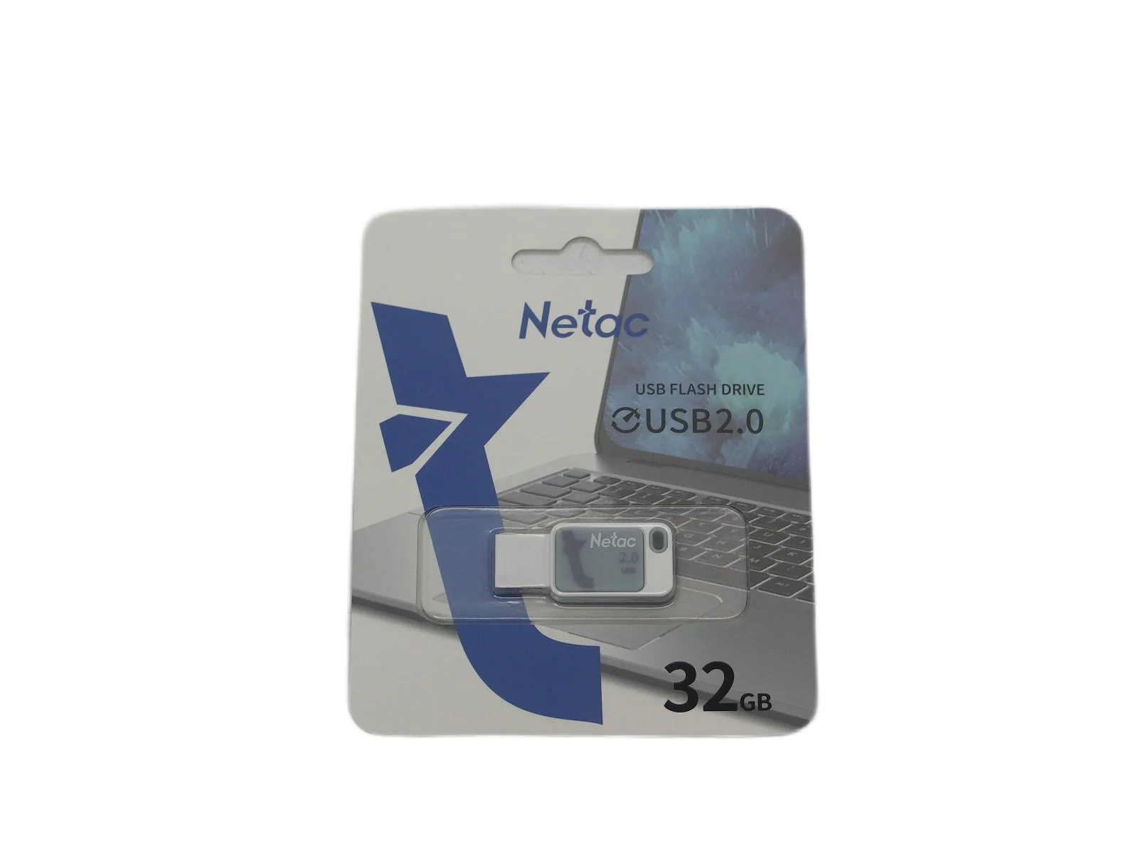 Флешка USB Netac UA31 (NT03UA31N-032G-20BL), 32Gb, USB 2.0, R/W 110/45, синий/белый