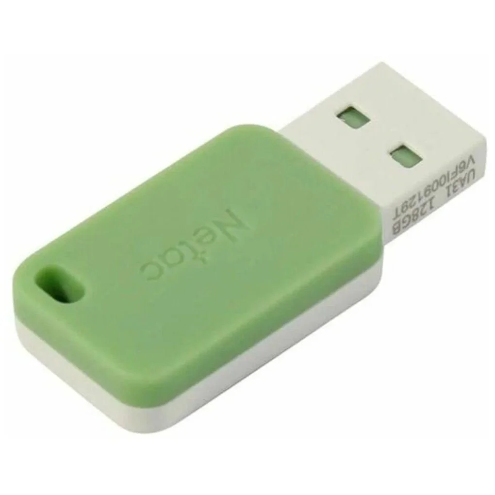 Флешка USB Netac UA31 (NT03UA31N-128G-32GN), 128Gb, USB 3.2, R/W 110/45, зеленый/белый