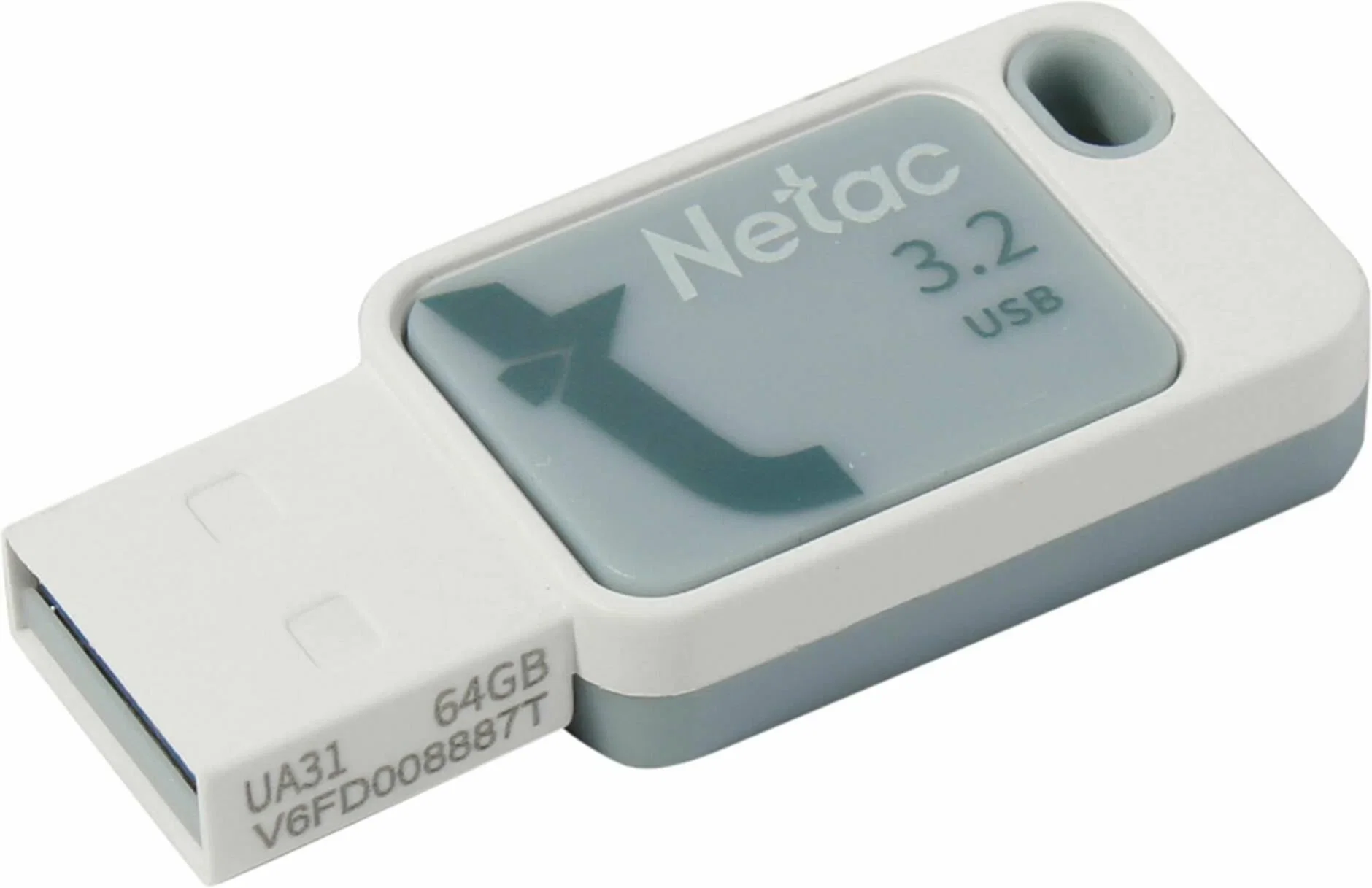 Флешка USB Netac UA31 NT03UA31N-064G-20BL), 64Gb, USB 2.0, R/W 110/45, синий/белый