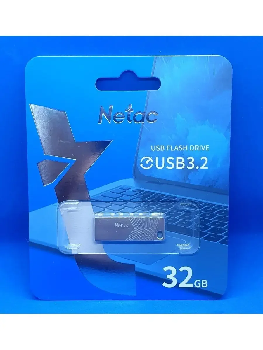 Флешка USB Netac UA61B (NT03UA61B-032G-32GM), 32Gb, USB 3.2, R/W 150/45, серый