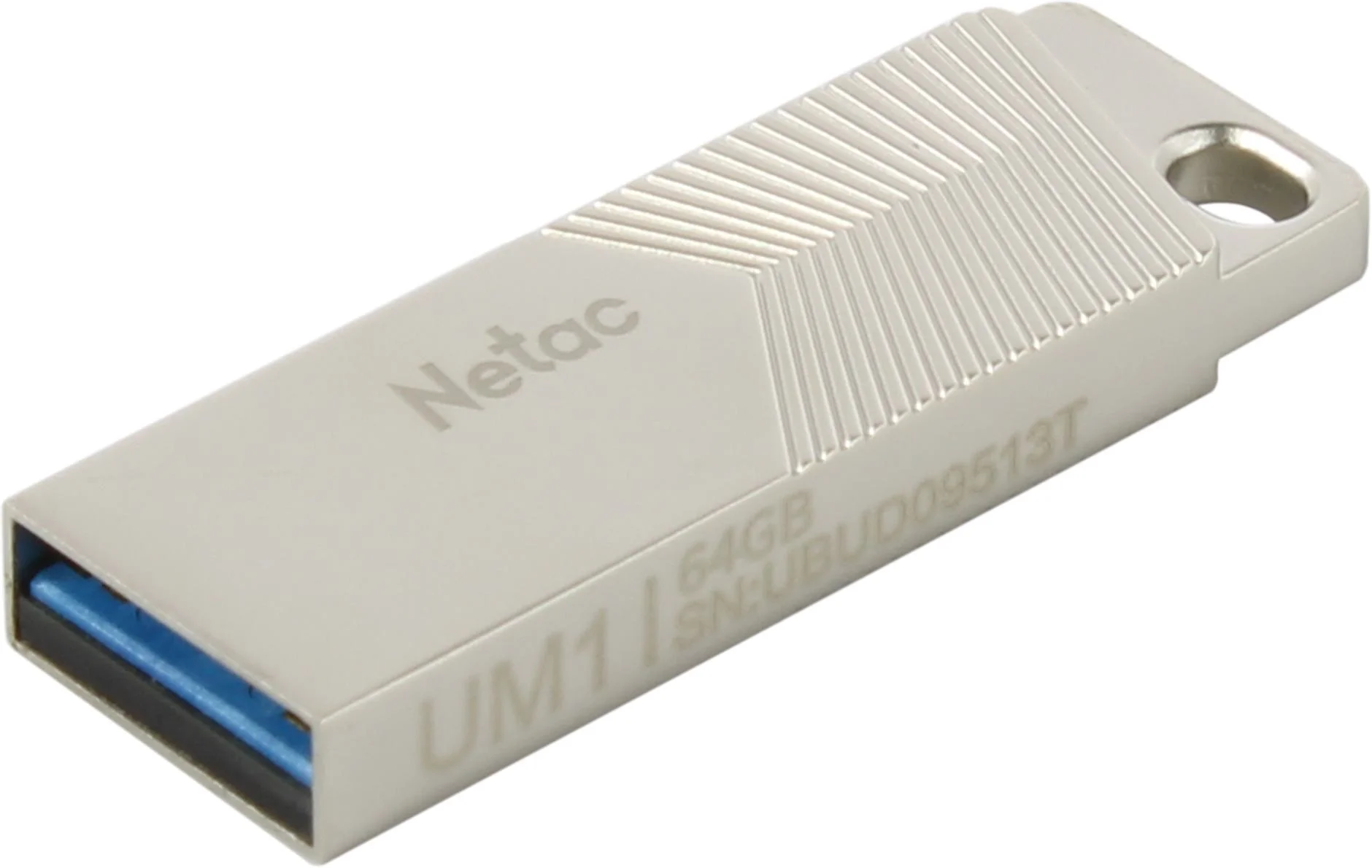 Флешка USB Netac UM1 (NT03UM1N-064G-32PN), 64Gb, USB 3.2, R/W 150/45, серебристый