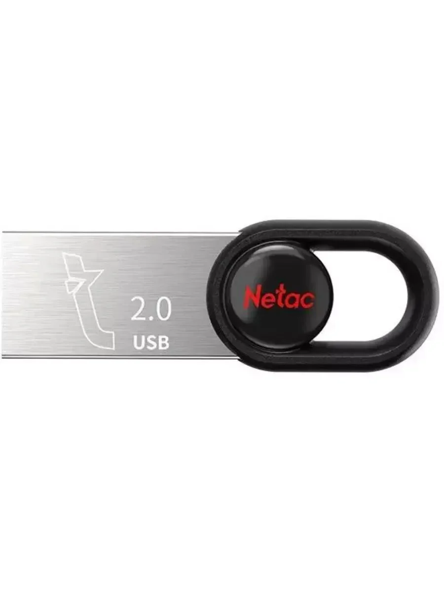 Флешка USB Netac UM2 (NT03UM2N-016G-20BK), 16Gb, USB 2.0, R/W 100/40, серебристый/черный