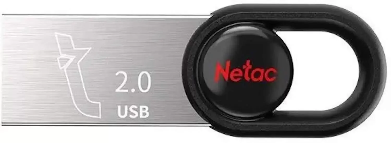 Флешка USB Netac UM2 (NT03UM2N-032G-20BK), 32Gb, USB 2.0, R/W 100/40, серебристый/черный