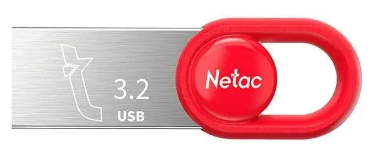 Флешка USB Netac UM2 (NT03UM2N-032G-32RE), 32Gb, USB 3.0, R/W 130/50, серебристый/красный