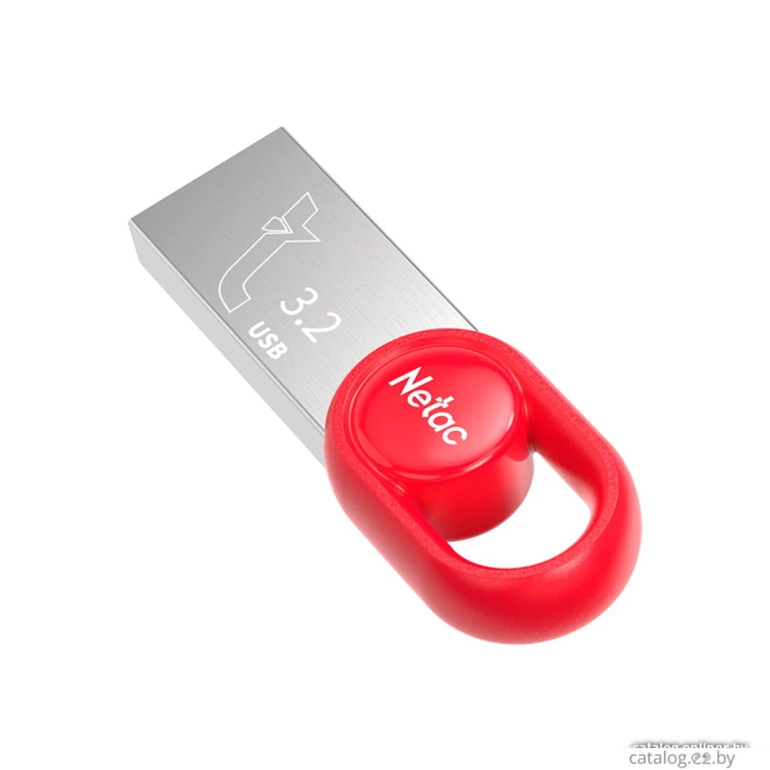 Флешка USB Netac UM2 (NT03UM2N-032G-32RE), 32Gb, USB 3.0, R/W 130/50, серебристый/красный